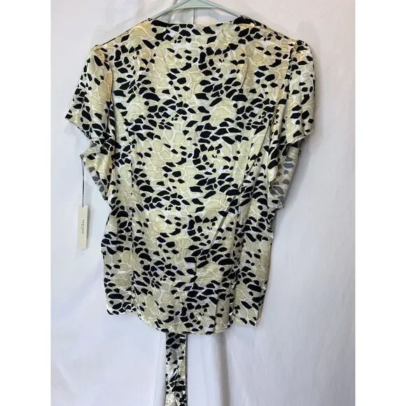 Vertigo Paris‎ Medium NWT Cheetah Puzzle Printed Flutter Sleeve Blouse MSRP $160 - Picture 4 of 4